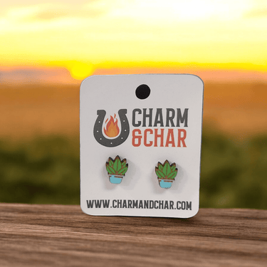 Succulent Wood Stud Earring - Stud Earring - Charm and Char